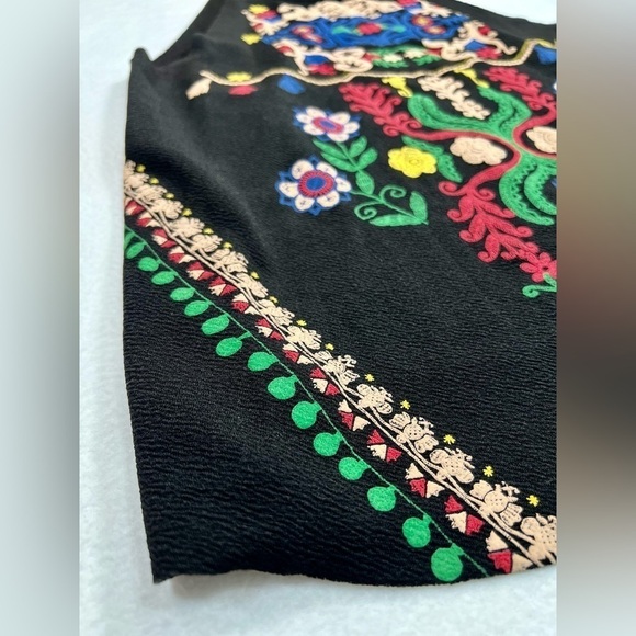 ZARA Women’s High Neck Crepe Aztec Tank Top Southwest Boho Colorful Folk Art S - Picture 4 of 11